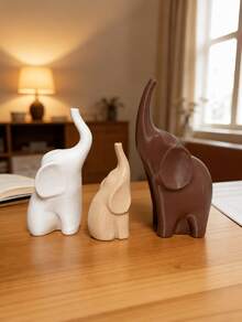 Family Elephant Figurine Set, Minimalist Abstract Elephant Statue, Lucky Elephant Tabletop Ornament For Home Wedding Decor - multicolor - View 6