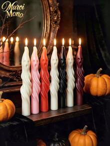 Muroi Mono 10/2/1 pièce, Bougie parfumée longue en forme de fantôme pour Halloween, Décoration d'ambiance amusante et créative, Bougie en cire de soja faite à la main en forme de momie blanche, Idéale pour les fêtes d'Halloween, la décoration de la maison & les cadeaux de fête - Bougie fantôme - Voir 2