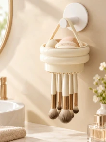 Joivida 1 PC Wadah Penyimpanan Kuas Makeup Plastik dengan Penutup Kubah Transparan Anti Debu, Pengeringan & Pengorganisasian Multi-Sekat, Aksesori Meja Rias Bergaya untuk Meja Rias Kamar Tidur dan Penyimpanan Kosmetik di Meja Countertop - MultiWarna - View 3