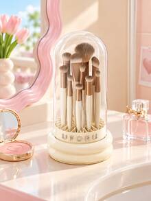 Joivida 1 PC Wadah Penyimpanan Kuas Makeup Plastik dengan Penutup Kubah Transparan Anti Debu, Pengeringan & Pengorganisasian Multi-Sekat, Aksesori Meja Rias Bergaya untuk Meja Rias Kamar Tidur dan Penyimpanan Kosmetik di Meja Countertop - MultiWarna - View 4