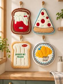 4 PCS Cute High-Quality Hanging Hand Towel, Super Absorbent Thickened Hand Drying Towel For Kitchen And Bathroom - Multicolor - View 1