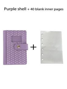 Joivida 1‑Pack Mini 6‑Hole Loose‑Leaf Notebook, Cute Heart Polka‑Dot Printed PU Leather Journal, Photo Window & Snap Button Closure, Exquisite Stitching Pocket Planner, Practical Compact Dairy For School Office Travel Daily Holiday Party Home Use - multicolor - View 17