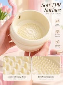 Joivida 1 PC Wadah Penyimpanan Kuas Makeup Plastik dengan Penutup Kubah Transparan Anti Debu, Pengeringan & Pengorganisasian Multi-Sekat, Aksesori Meja Rias Bergaya untuk Meja Rias Kamar Tidur dan Penyimpanan Kosmetik di Meja Countertop - MultiWarna - View 7