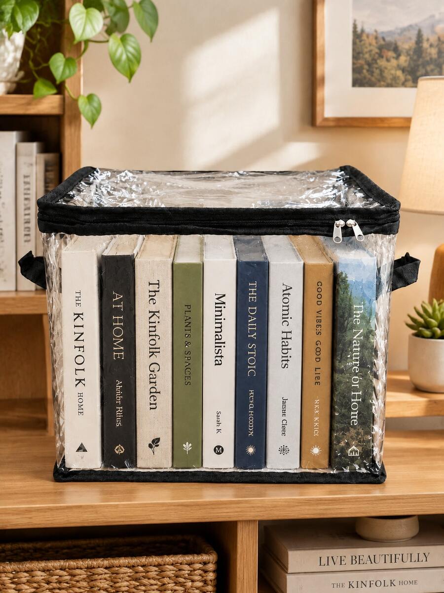 Hộp đựng sách 1 chiếc, túi đựng sách gấp gọn trong suốt chống bụi dành cho học sinh, lớp học và gia đình, hộp đựng sách cũ và đồ chơi. - Nhiều màu - Xem 1