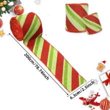 4ROLLS 2.5INCH WIRED GLITTER STRIPED POLKA DOT RED GREEN CHRISTMAS RIBBON FOR WREATH BOW CHRISTMAS TREE DIY CRAFT HOME DECOR ROOM DECOR WINTER HOLIDAY PARTY GIFT - Multicolor - View 7