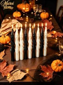 Muroi Mono 10/2/1 pièce, Bougie parfumée longue en forme de fantôme pour Halloween, Décoration d'ambiance amusante et créative, Bougie en cire de soja faite à la main en forme de momie blanche, Idéale pour les fêtes d'Halloween, la décoration de la maison & les cadeaux de fête - Bougie fantôme - Voir 9