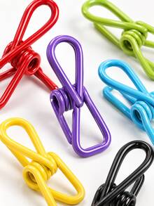 10/20/30pcs Random Color PVC Coated Steel Utility Clips Heavy Duty Multipurpose Sealing Pegs Reusable Strong Grip Clamps For Clothes Paper Photos Documents Laundry Room Closet Office Travel Camping Crafts Home Storage Organization Essentials - Multicolor - View 9