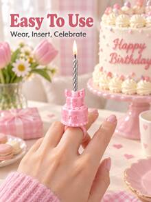 Joivida Wearable Ring Candle, Creative Birthday Party Prop & Finger Candle Holder For Cake Celebration, Photo Booth, Party Games, Birthday Events, Celebration Decor, Surprise Moments, Holiday Parties & Novelty Gift - multicolor - View 10