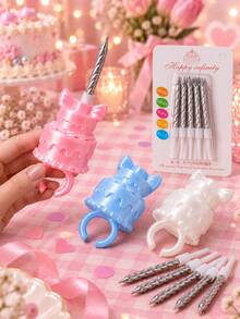 Joivida Wearable Ring Candle, Creative Birthday Party Prop & Finger Candle Holder For Cake Celebration, Photo Booth, Party Games, Birthday Events, Celebration Decor, Surprise Moments, Holiday Parties & Novelty Gift - multicolor - View 5