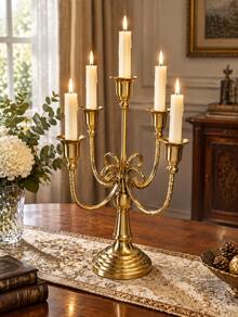 1pc 5 Arms Gold Metal Candelabra, Taper Candle Holder Tree Shaped Candlestick For Wedding Table Decor - multicolor - View 2