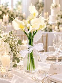 2/3/7/12/18朵白色人造馬蹄蘭絲綢花，適用於母親節、居家、廚房、婚禮裝飾、新娘背景道具、花束、胸花、腕花、婚禮拱門、派對裝飾、禮品裝飾與餐桌中心裝飾 - 白色 - 查看 9