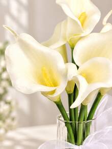 2/3/7/12/18朵白色人造馬蹄蘭絲綢花，適用於母親節、居家、廚房、婚禮裝飾、新娘背景道具、花束、胸花、腕花、婚禮拱門、派對裝飾、禮品裝飾與餐桌中心裝飾 - 白色 - 查看 6