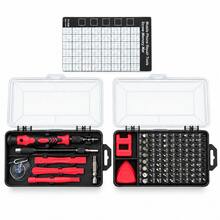 Teckwe 115件組電子維修工具套組，精密螺絲起子套件，人體工學防滑手柄，螺絲記憶墊，延長桿與撬開工具，適用於手機、筆記型電腦、相機、手錶與遊戲機 - 紅色 - 查看 6
