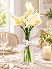 2/3/7/12/18朵白色人造馬蹄蘭絲綢花，適用於母親節、居家、廚房、婚禮裝飾、新娘背景道具、花束、胸花、腕花、婚禮拱門、派對裝飾、禮品裝飾與餐桌中心裝飾 - 白色 - 查看 7