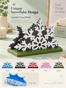 Cirelle 1Pc Christmas Snowflake Napkin Holder, Plastic Tabletop Tissue Rack, Festive Paper Napkin Stand For Dining Table, Kitchen Counter, Holiday Party, Restaurant, Home Decor, 5 Colors Available - Multicolor - View 10