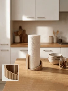 1PC Standard Size Modern Curve Wave Shape Vertical No Installation Paper Towel Holder Roll Organizer Stand Durable Rustproof Non Slip Scratch Resistant Easy Clean Space Saving For Kitchen Countertop Dining Table Coffee Bar Restaurant Home Decor - Multicolor - View 3