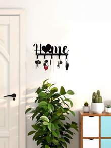 Wall Mounted Metal Key Hook, Simple Decorative Key Hanger Rack, Heavy Duty Rustproof Space Saving Key Holder For Entryway Front Door Hallway, Easy Install Home Decor Accessories, Entryway Organizer Essentials - Black - View 4