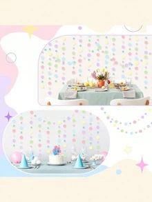 1PC Colorful Polka Dot Paper Christmas Garland Circle Glitter Hanging Decoration With Ribbon For Birthday Classroom Halloween Car Decor Party Supplies - Macaron Colors - View 9