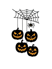Creative Halloween Static Window Stickers, Cartoon Pumpkin, Spider Web, Ghost & Bat Glass Decals - View 9
