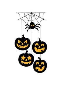 Creative Halloween Static Window Stickers, Cartoon Pumpkin, Spider Web, Ghost & Bat Glass Decals - View 11