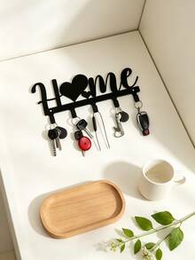 Wall Mounted Metal Key Hook, Simple Decorative Key Hanger Rack, Heavy Duty Rustproof Space Saving Key Holder For Entryway Front Door Hallway, Easy Install Home Decor Accessories, Entryway Organizer Essentials - Black - View 6