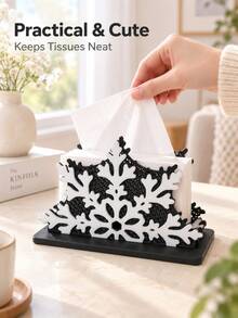 Cirelle 1Pc Christmas Snowflake Napkin Holder, Plastic Tabletop Tissue Rack, Festive Paper Napkin Stand For Dining Table, Kitchen Counter, Holiday Party, Restaurant, Home Decor, 5 Colors Available - Multicolor - View 6