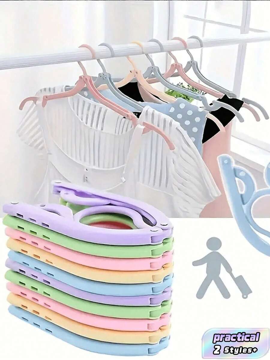 1pc Foldable Travel Clothes Hanger, Space-Saving Non-Slip Bra Drying Rack, Portable Pocket-Sized Clothing Hooks For Travel And Home Use - Multicolor - View 1