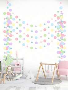 1PC Colorful Polka Dot Paper Christmas Garland Circle Glitter Hanging Decoration With Ribbon For Birthday Classroom Halloween Car Decor Party Supplies - Macaron Colors - View 6