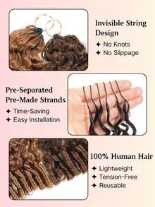 Boho Braids Miracle Knots 鉤針真人髮 Remy 捲髮 Feather Line 鉤針髮辮 美容院級絲滑無縫隱形純色 4# 中棕紅色與 30# 羽毛鉤針真人髮編髮 女款微預環捲髮接髮 - S4/30 - 查看 4