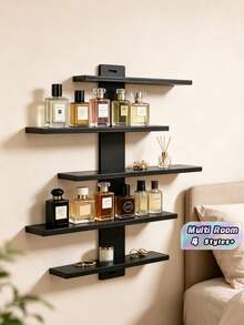 5-Tier Multifunctional Wall-Mounted Display Rack, Available In 2 Colors. Designed As Architectural Art Decor To Save Space, Corner Shelf, Wall-Mounted Triangle Shelf, Wall Partition Rack, Bathroom Shelf, Kitchen Wall Organizer - Multicolor - View 1