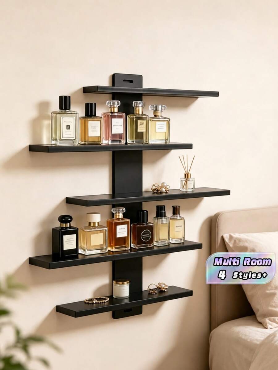 5-Tier Multifunctional Wall-Mounted Display Rack, Available In 2 Colors. Designed As Architectural Art Decor To Save Space, Corner Shelf, Wall-Mounted Triangle Shelf, Wall Partition Rack, Bathroom Shelf, Kitchen Wall Organizer - Multicolor - View 1
