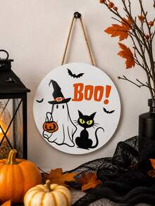 Wooden Halloween Ghost Themed Desktop Ornament, Swing & Book Corner Shelf Decor, Festive Atmosphere Tabletop Display For Home Decoration - View 9