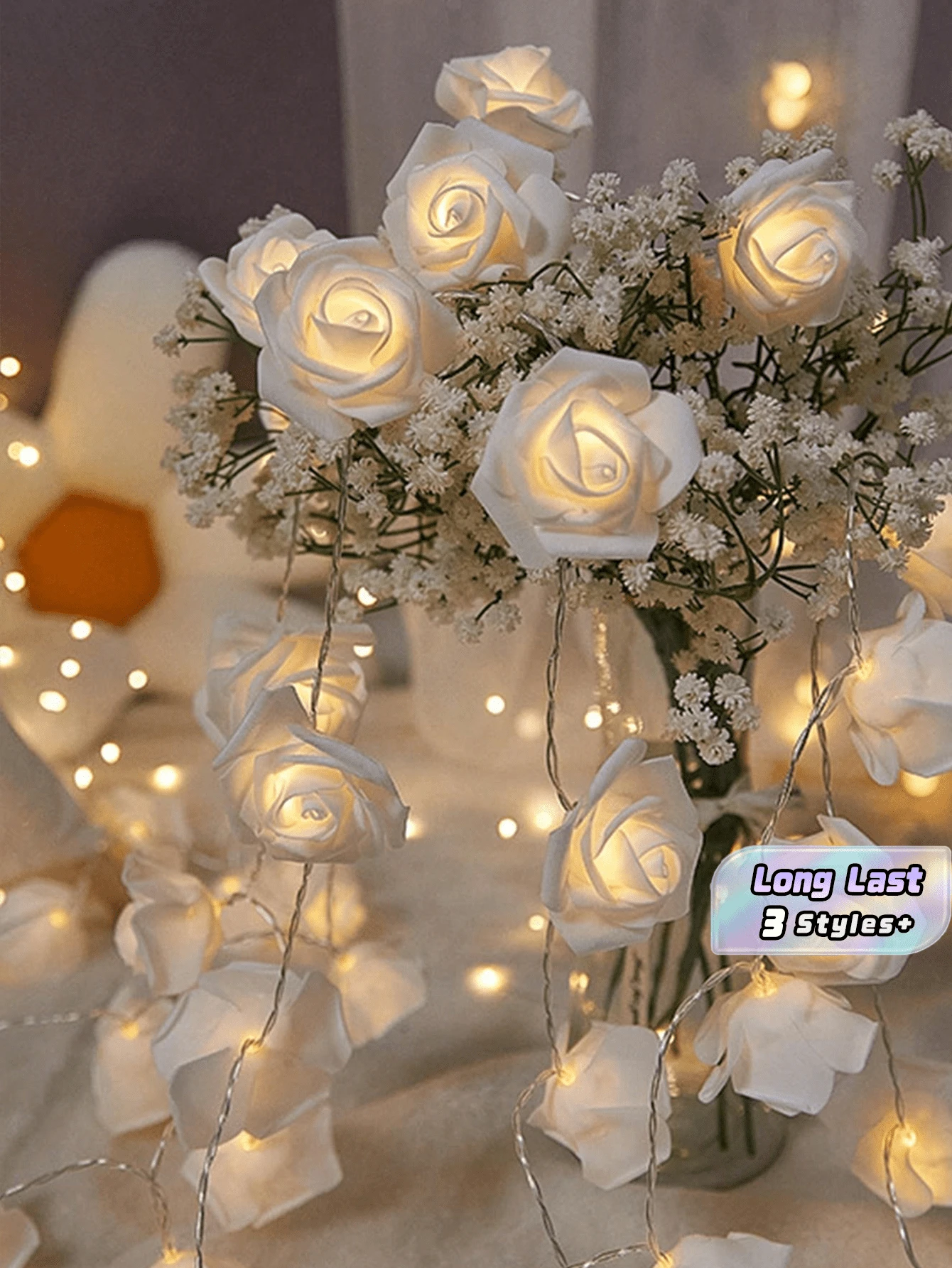 Led Rose Flower String Light, Indoor Proposing Ambiance Light, Birthday Party Scene Decoration, Teen Girl Room Decor