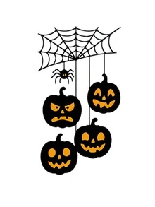 Creative Halloween Static Window Stickers, Cartoon Pumpkin, Spider Web, Ghost & Bat Glass Decals - View 10
