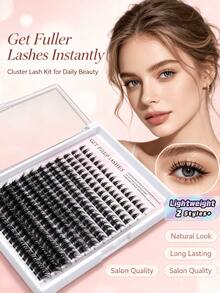 مجموعة رموش صناعية من فرو المنك بتصميم D Curl وكثافة عالية، أطوال مختلطة 8-20 مم، ناعمة وخفيفة الوزن ومنفوشة، طقم DIY لتمديد الرموش للاستخدام اليومي وحفلات الزفاف والحفلات وهالوين بمظهر طبيعي - متعدد الألوان - مشاهدة 1