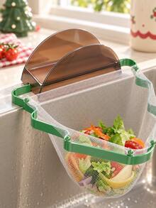 Joivida 1Pc/4Pcs Christmas Tree Shape Kitchen Sink Filter Rack, Carbon Steel Iron Frame & ABS Cover Hanging Food Waste Catcher, Foldable Drain Strainer, 2-In-1 Sink Residue Filter & Sponge Holder For Kitchen Counter Sink - multicolor - View 7