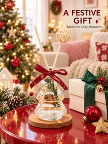 Cirelle Christmas Tree Shaped Reed,Crafted With Transparent Glass Bottle And Decorative Rattan Balls. It Releases Pleasant Scent To Fill The Room. Perfect For Tabletop Decor During Holiday Season, Suitable For Bedroom Display And Festive Gift Giving. - multicolor - View 2