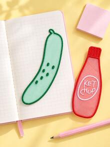 Joivida 1Pc/5Pcs Kawaii Organza Embroidery Bookmarks, Fruit Vegetable & Sauce Bottle Pattern, Sheer Polyester Embroidered Appliques, Multipurpose For Reading Mark & Journal DIY Craft Decor - multicolor - View 4