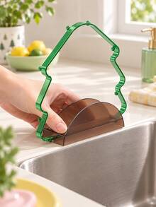 Joivida 1Pc/4Pcs Christmas Tree Shape Kitchen Sink Filter Rack, Carbon Steel Iron Frame & ABS Cover Hanging Food Waste Catcher, Foldable Drain Strainer, 2-In-1 Sink Residue Filter & Sponge Holder For Kitchen Counter Sink - multicolor - View 5