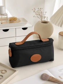 Haus Hana 1PC Retro Simple Nylon Makeup Bag, Handheld Cosmetic Pouch, Large Capacity Zipper Travel Toiletry Organizer, Lightweight Portable Storage Bag For Cosmetics, Ideal For Daily Use, Vacation, Business Trip & Outdoor Activities - Multicolor - View 2