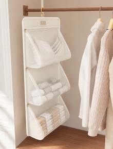 1pc Hanging Closet Storage Organizer, Transparent Mesh Wall‑Mount Storage Bag, Multi‑Pocket Underwear Sock Bra Organizer, Wardrobe Space‑Saving Hanging Pouch - Multicolor - View 7