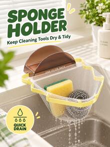 Joivida 1Pc/4Pcs Christmas Tree Shape Kitchen Sink Filter Rack, Carbon Steel Iron Frame & ABS Cover Hanging Food Waste Catcher, Foldable Drain Strainer, 2-In-1 Sink Residue Filter & Sponge Holder For Kitchen Counter Sink - multicolor - View 10
