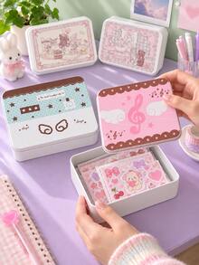 Joivida 1 Buah/4 Buah Kotak Penyimpanan Photocard Kaleng Estetik, Wadah Keras dengan Motif Malaikat & Not Musik, Organizer Serbaguna untuk Kartu, Kertas Slip, Stiker, Perlengkapan Kecil, Dekorasi Meja Cantik untuk Sekolah & Asrama - MultiWarna - View 8