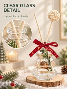 Cirelle Christmas Tree Shaped Reed,Crafted With Transparent Glass Bottle And Decorative Rattan Balls. It Releases Pleasant Scent To Fill The Room. Perfect For Tabletop Decor During Holiday Season, Suitable For Bedroom Display And Festive Gift Giving. - multicolor - View 11
