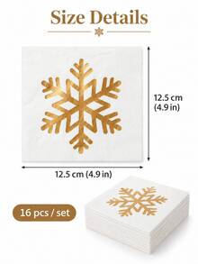 Cirelle 1Set/16pcs Foil Snowflake Square Paper Napkins, Elegant Disposable Holiday Dinner Napkins For Christmas Party, Thanksgiving, Winter Celebration, Dining Table, Dinner Party, Festive Table Decor & Holiday Home Decoration - multicolor - View 3