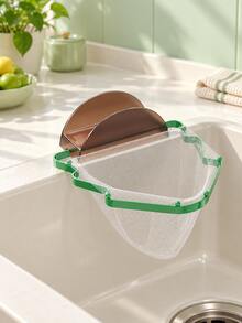 Joivida 1Pc/4Pcs Christmas Tree Shape Kitchen Sink Filter Rack, Carbon Steel Iron Frame & ABS Cover Hanging Food Waste Catcher, Foldable Drain Strainer, 2-In-1 Sink Residue Filter & Sponge Holder For Kitchen Counter Sink - multicolor - View 6