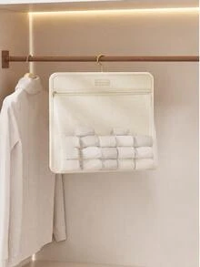 1pc Hanging Closet Storage Organizer, Transparent Mesh Wall‑Mount Storage Bag, Multi‑Pocket Underwear Sock Bra Organizer, Wardrobe Space‑Saving Hanging Pouch - Multicolor - View 3