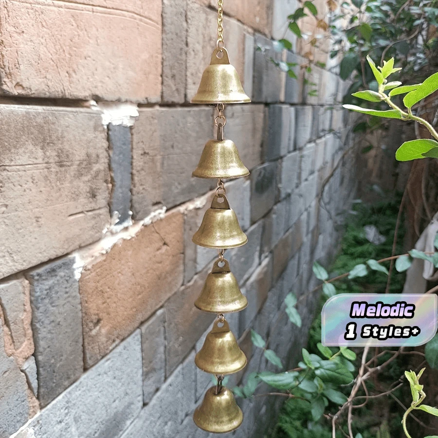 1pc Metal Wind Chime, Iron Pendant With Decorative Chain, Suitable For Outdoor Garden Decor, Home & Outdoor Decoration | Rustic Style | Handcrafted Details, Outdoor Wind Chime Decoration For Yard And Wall - Bronze - View 1