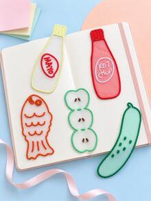 Joivida 1Pc/5Pcs Kawaii Organza Embroidery Bookmarks, Fruit Vegetable & Sauce Bottle Pattern, Sheer Polyester Embroidered Appliques, Multipurpose For Reading Mark & Journal DIY Craft Decor - multicolor - View 2