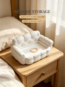 1PC 3D Printed Mini Sofa Shaped Storage Tray White Jewelry Organizer Key Holder Hair Accessory Desktop Decor Light Luxury Style - White - View 3